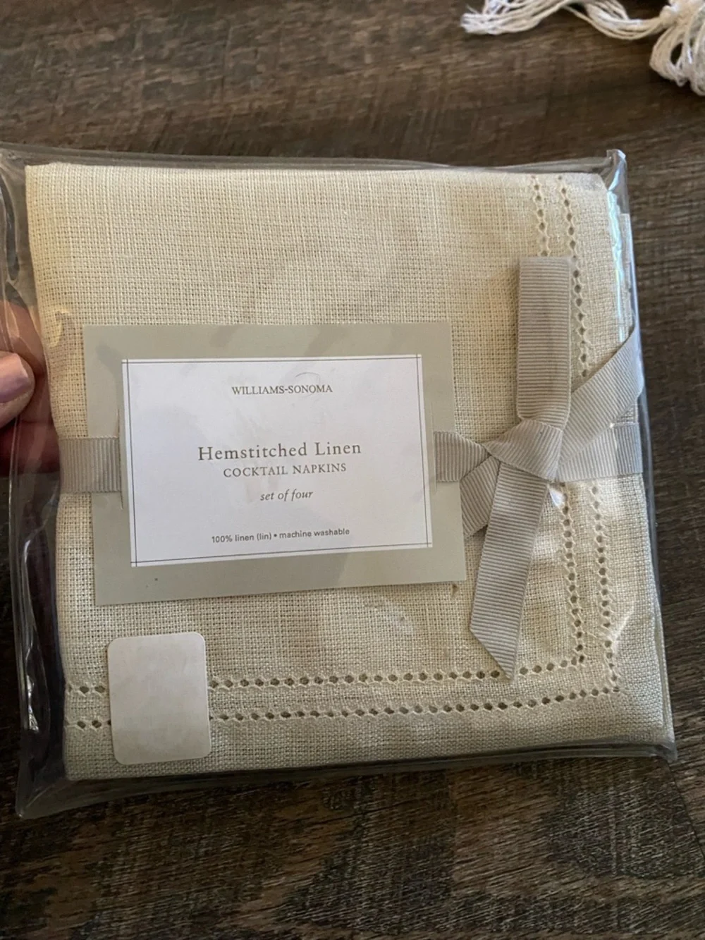 Williams-Sonoma Hemstitched Linen Cocktail Napkins - Natural